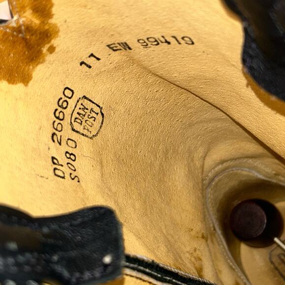 Vintage Dan Post Men's Black Leather Boots Deertan Cowboy Western USA Sz 11 EW - Picture 8 of 9